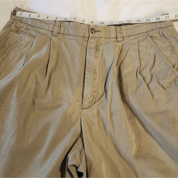 VTG Eddie‎ Bauer EBTEK Golf Shorts Men's 35 Khaki Chino 5-Pocket Pleated Casual - Picture 1 of 8
